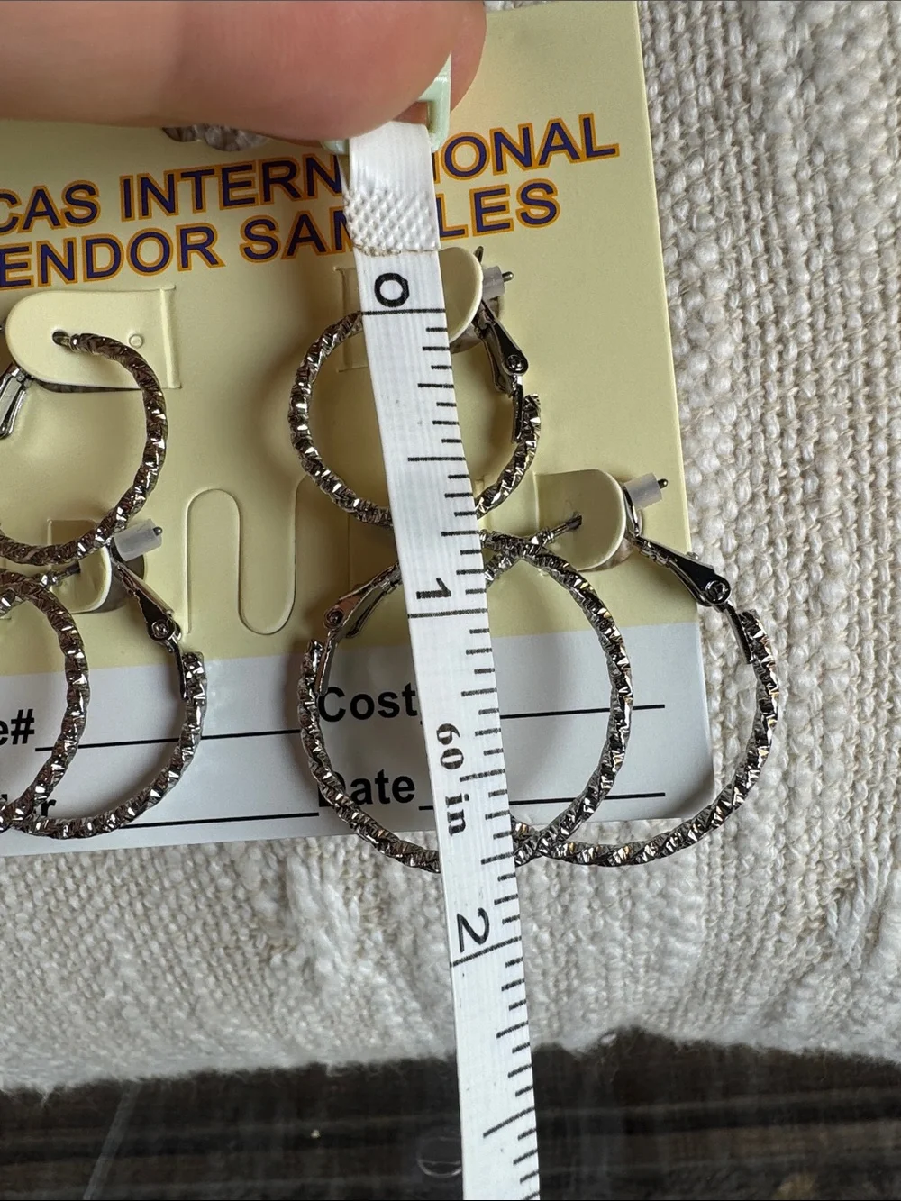 0769-Silver‎ Textured Double Hoop Earrings